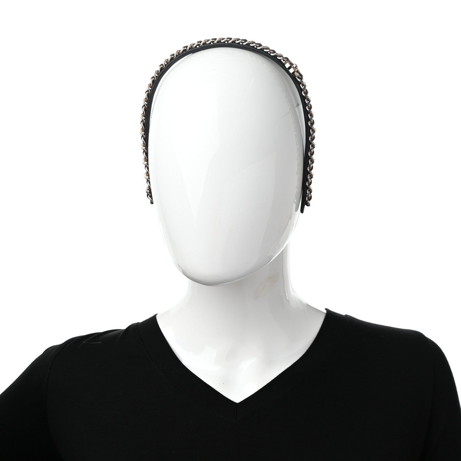 Chanel Metal Lambskin CC Turnlock Chain Headband Gold Black 2 of 7
