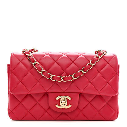 Chanel Lambskin Quilted Mini Rectangular Flap Red 1 of 11