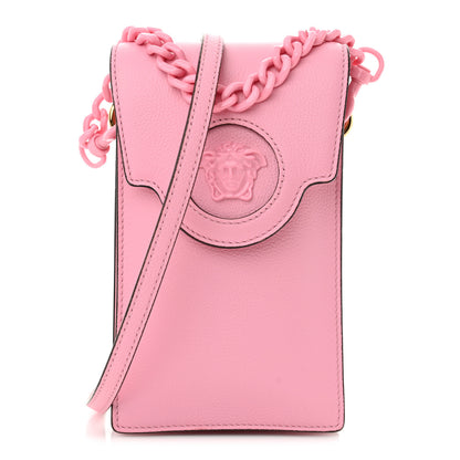 Versace Calfskin La Medusa Chain Crossbody Phone Pouch Pink 1 of 10