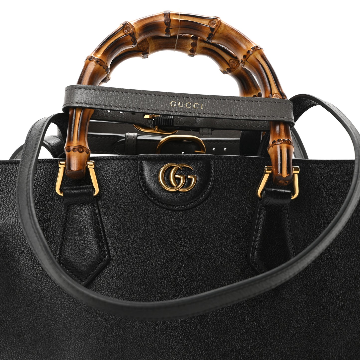 Calfskin Medium Diana Round Tote Bag Black Grey