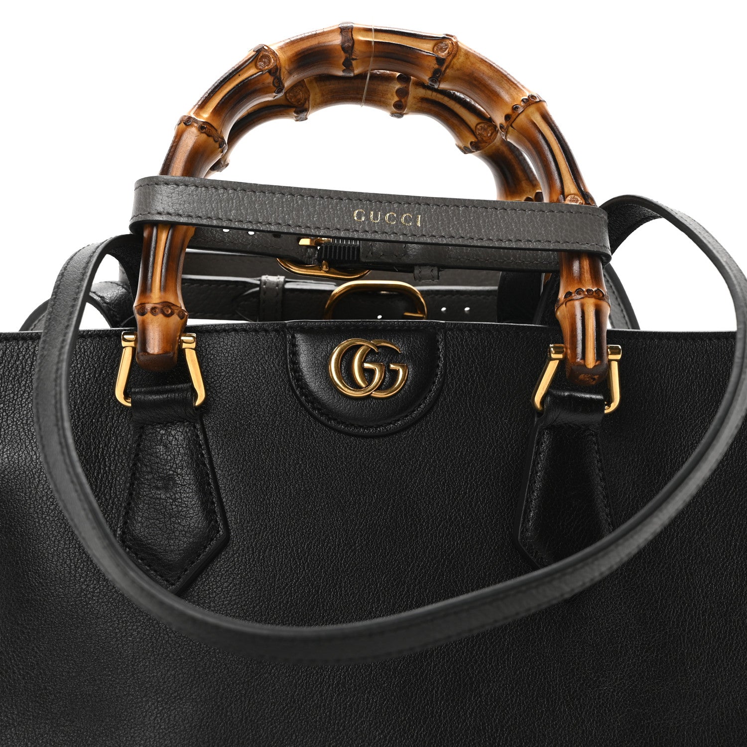 Gucci Calfskin Medium Diana Round Tote Bag Black Grey 8 of 10