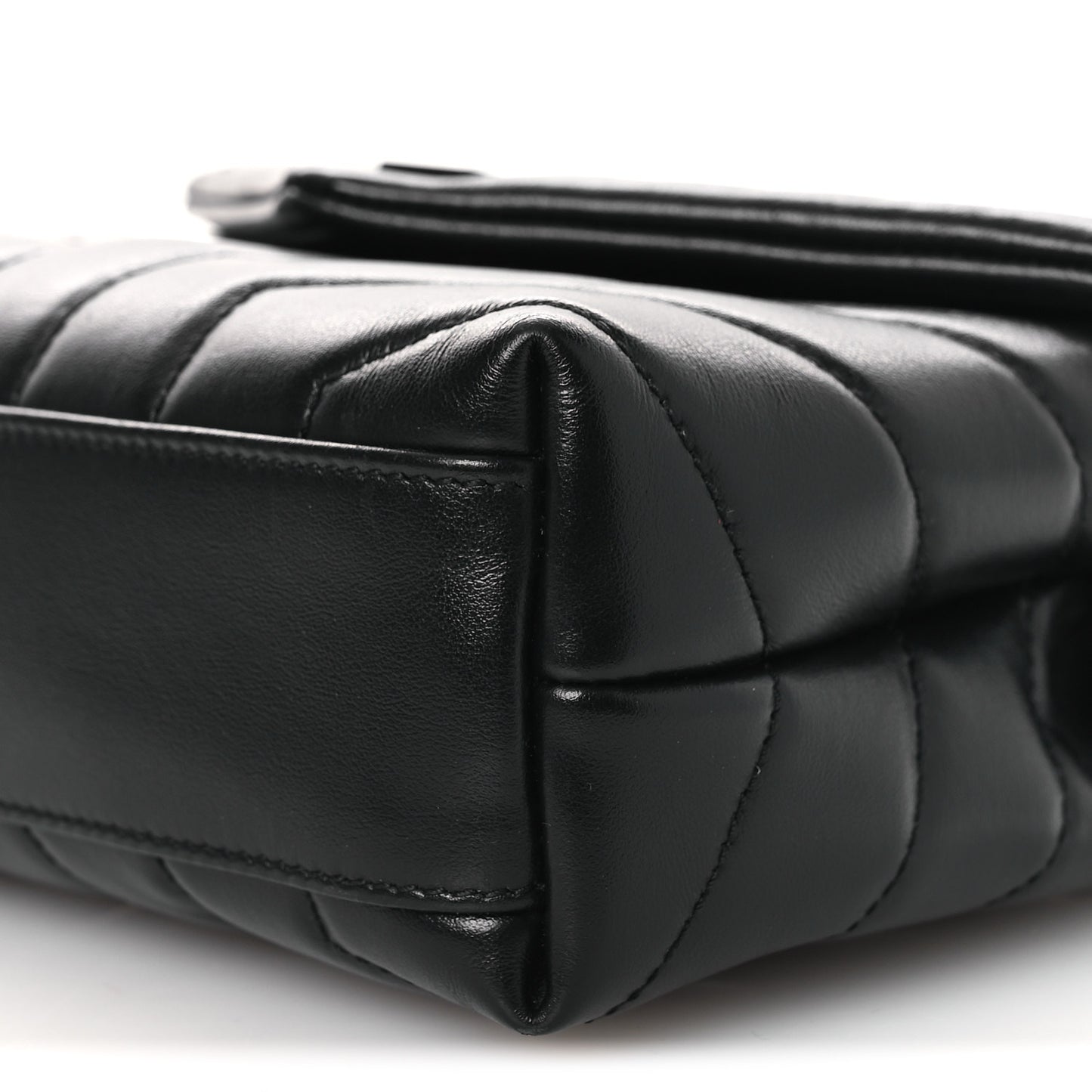 Calfskin Y Quilted Monogram Monochrome Toy Loulou Crossbody Bag Black