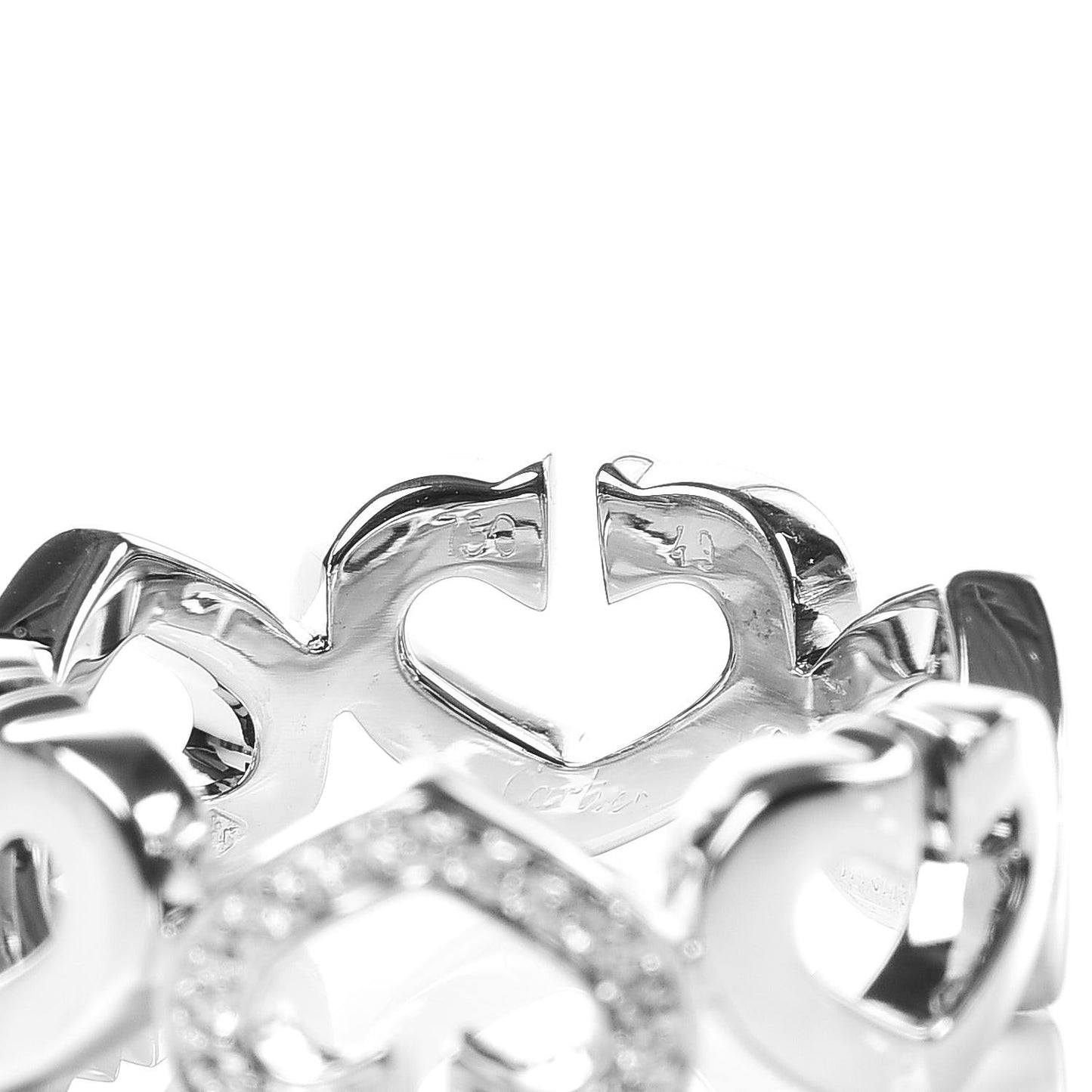 18K White Gold Diamond Hearts and Symbols Ring 49 4.75