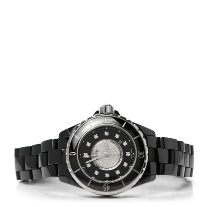 Chanel Stainless Steel Ceramic Diamond Dial 33mm J12 Quartz Watch Black 2 of 5