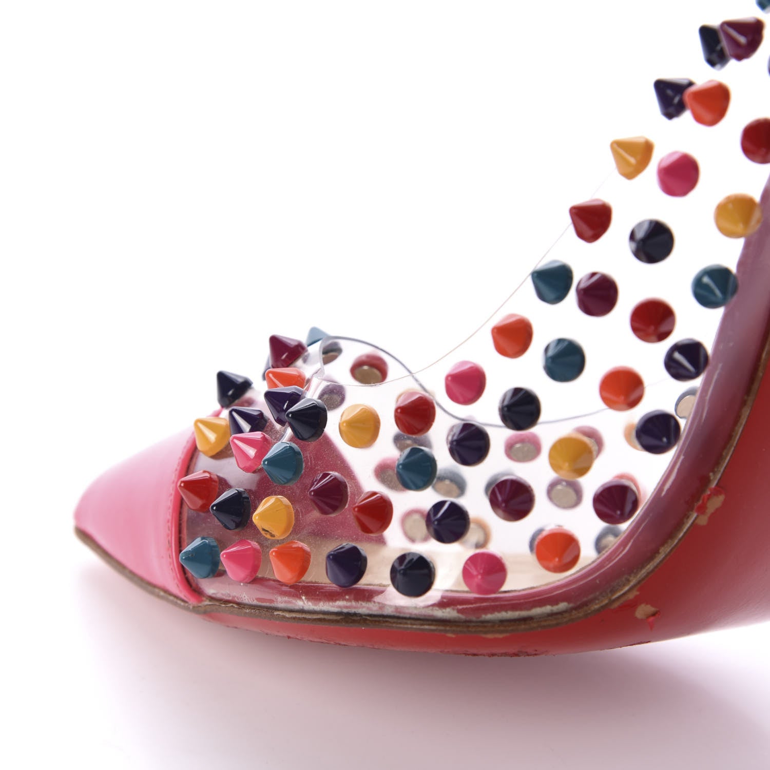Christian Louboutin Patent PVC Spike Me 100 Pumps 38 Pinky 8 of 10