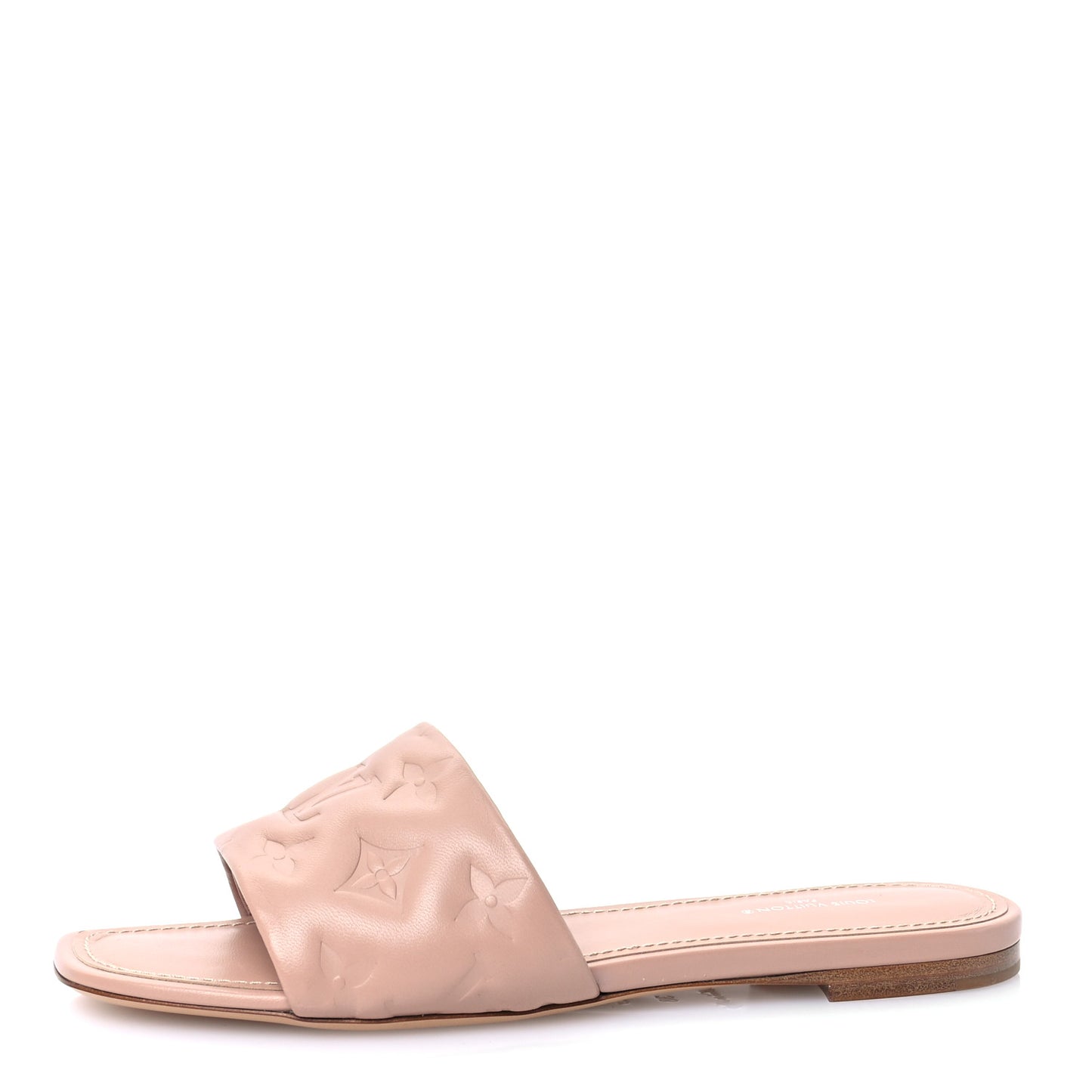 Lambskin Embossed Monogram Revival Flat Mules 38 Beige