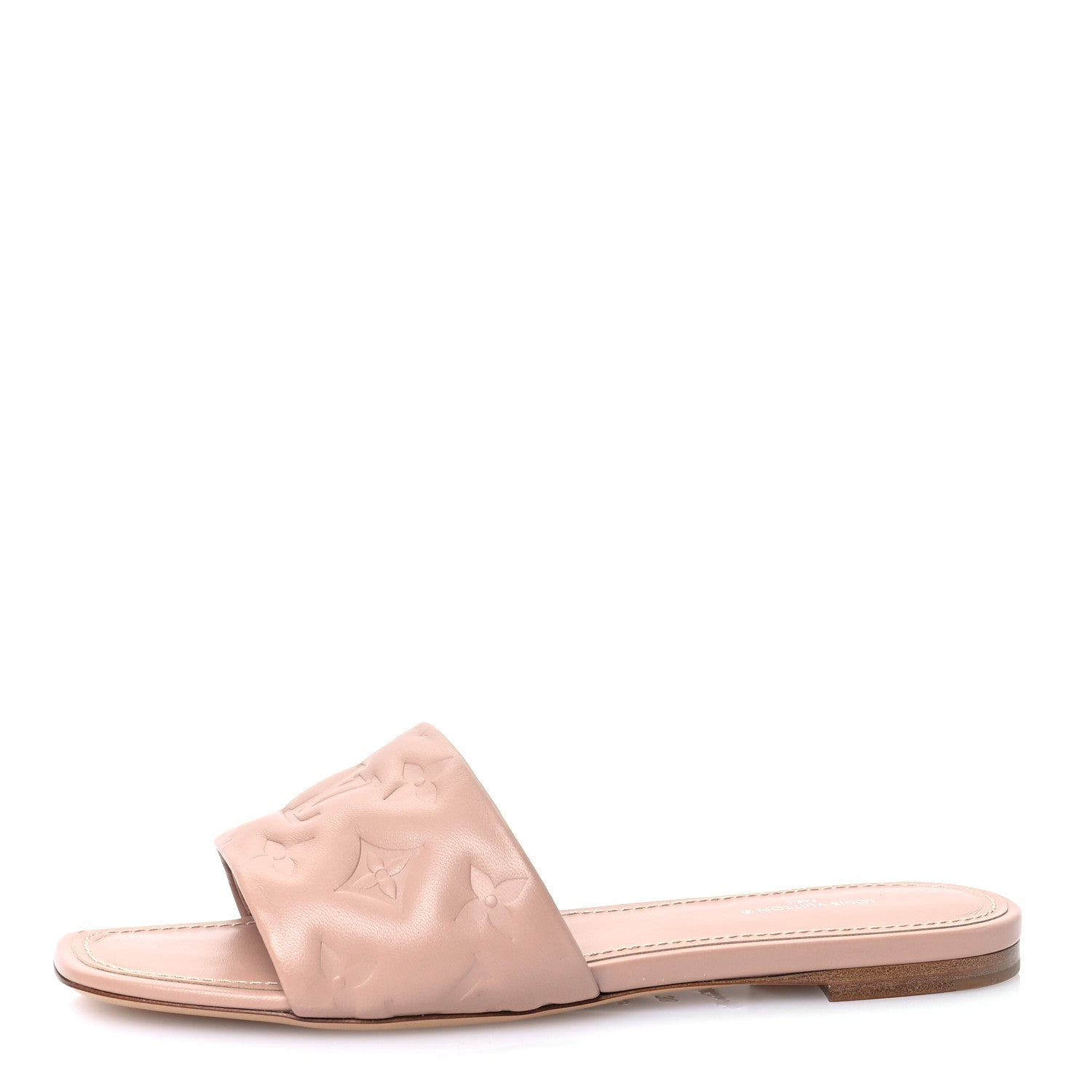 Louis Vuitton Lambskin Embossed Monogram Revival Flat Mules 38 Beige 1 of 10