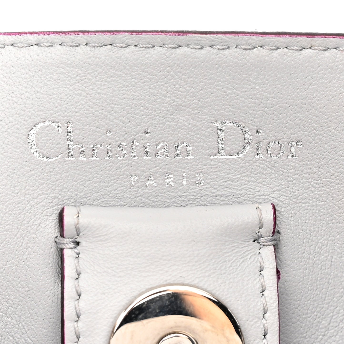 Smooth Calfskin Patent Medium Diorissimo Tote White Grey