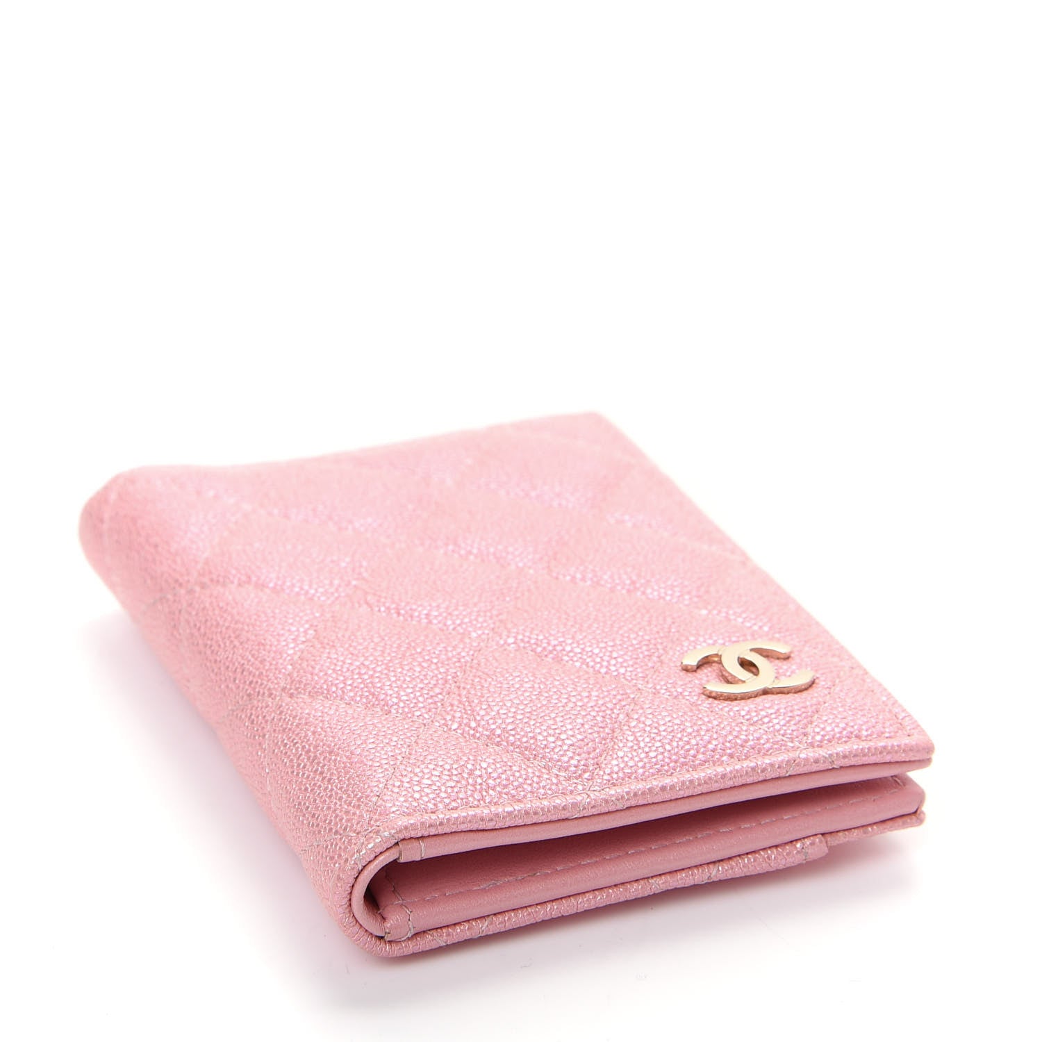 Chanel Iridescent Caviar Quilted Card Holder Wallet Rose Pink 4 of 8