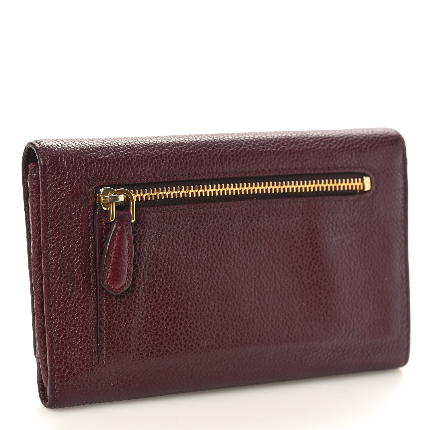 Prada Vitello Daino Metal Small Continental Flap Wallet Granato 3 of 9
