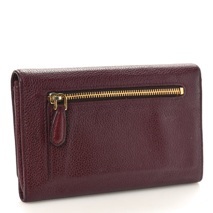 Prada Vitello Daino Metal Small Continental Flap Wallet Granato 3 of 9
