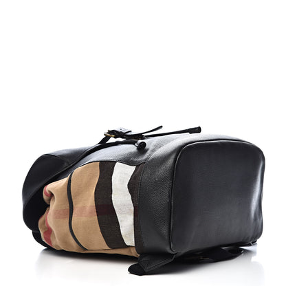 Burberry Grain Calfskin Canvas Mega Check Drifton Backpack Black 4 of 14