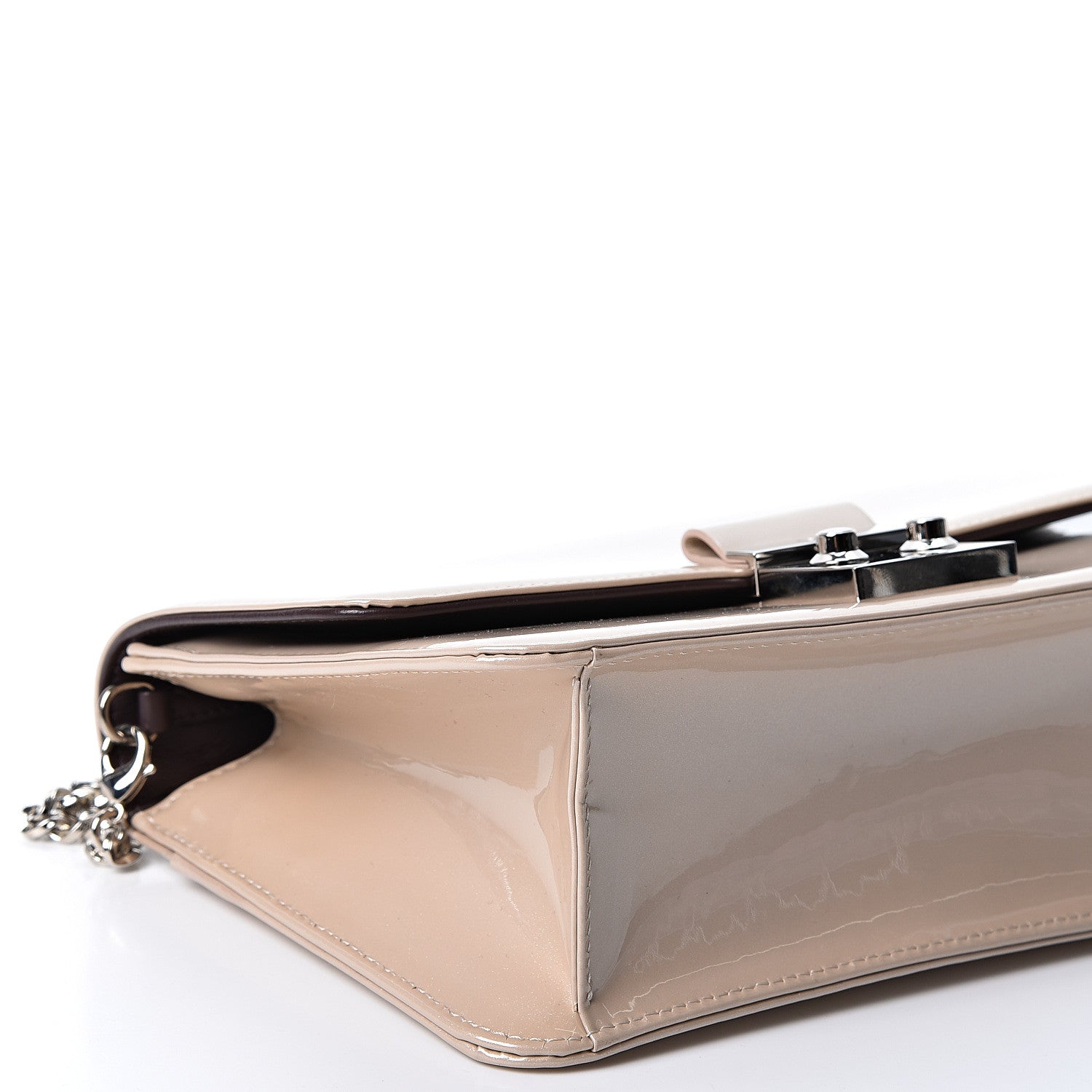 Christian Dior Metallic Box Patent Calfskin Miss Dior Promenade Pouch Beige 10 of 11