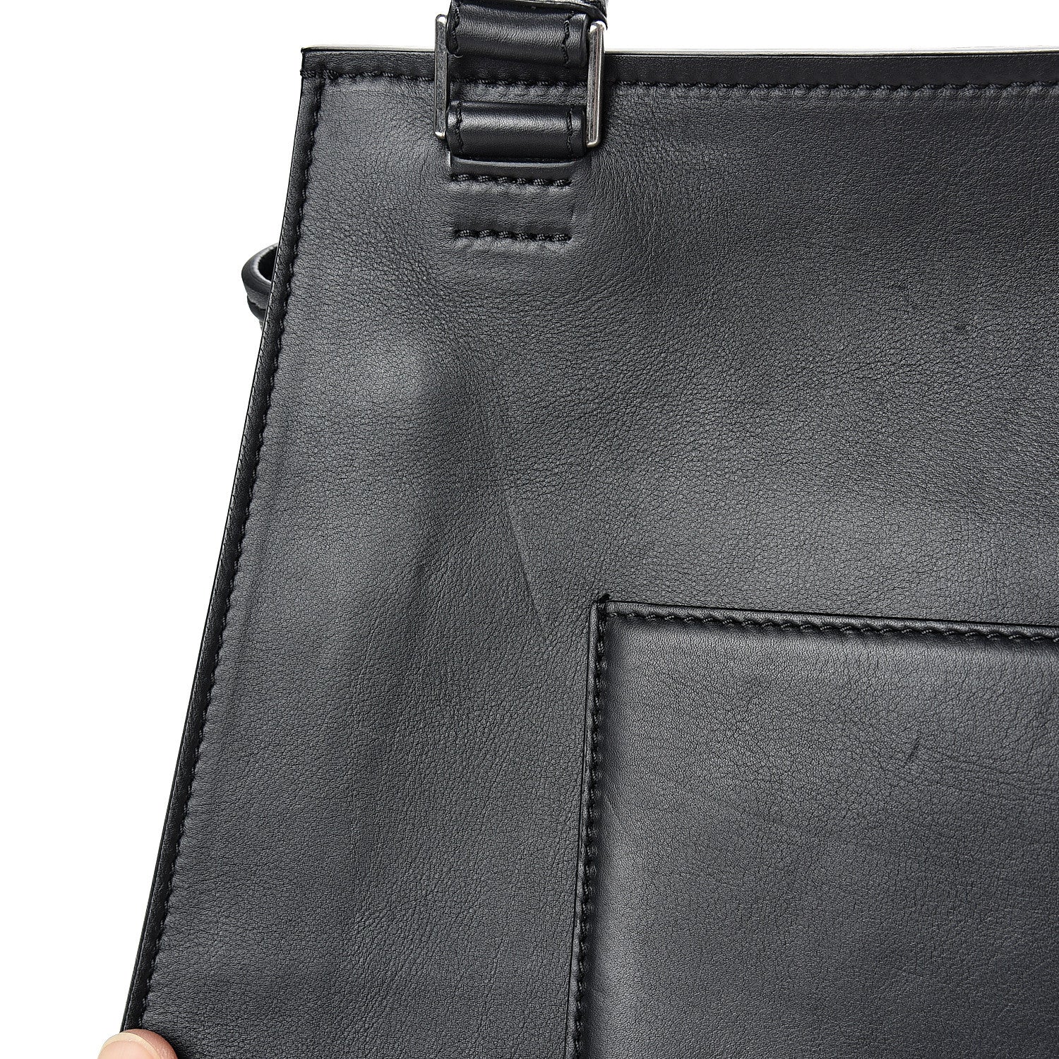 Celine Textured Calfskin Medium Bi-Color Edge Shoulder Bag Black Beige 13 of 15