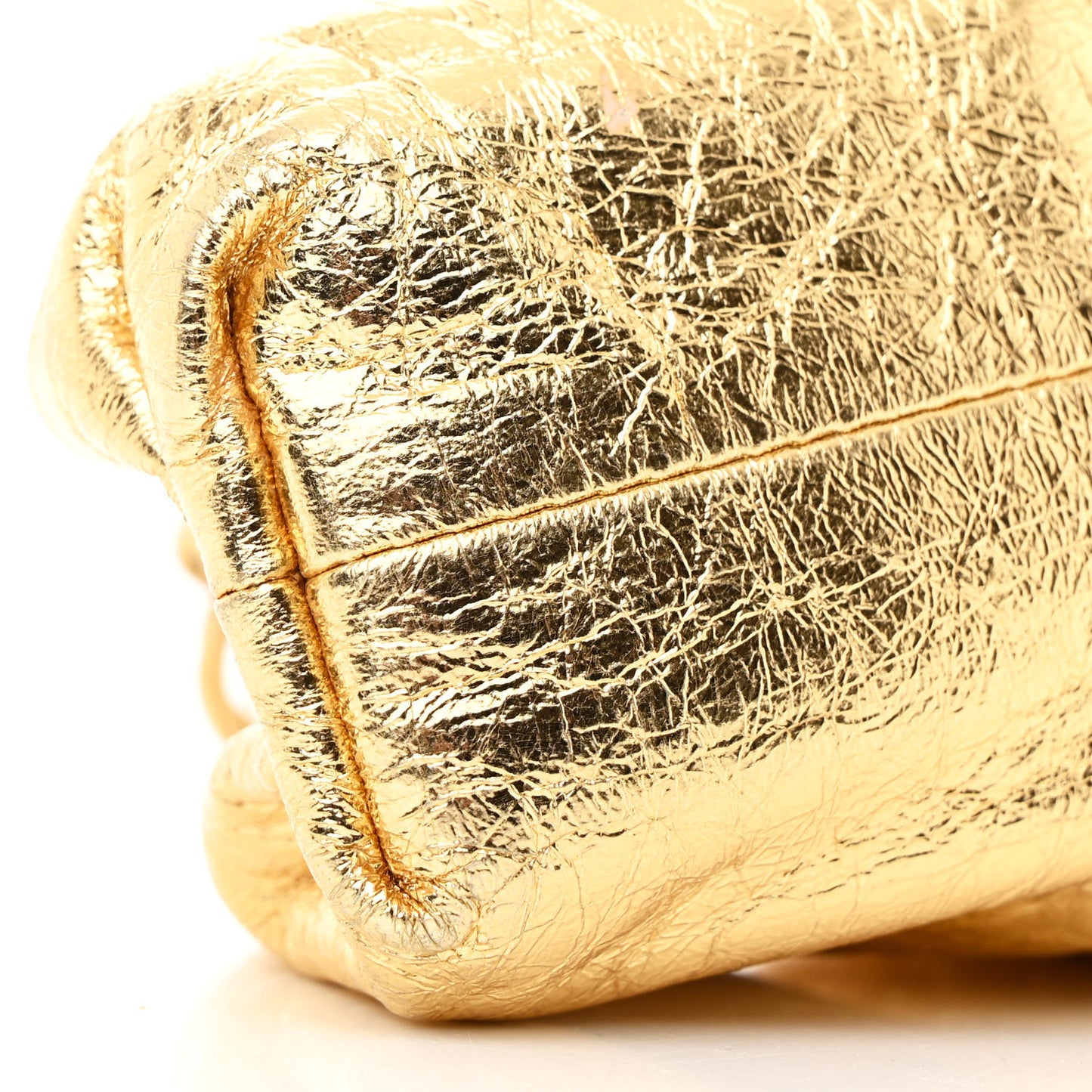 Metallic Crushed Calfskin The Mini Pouch Gold