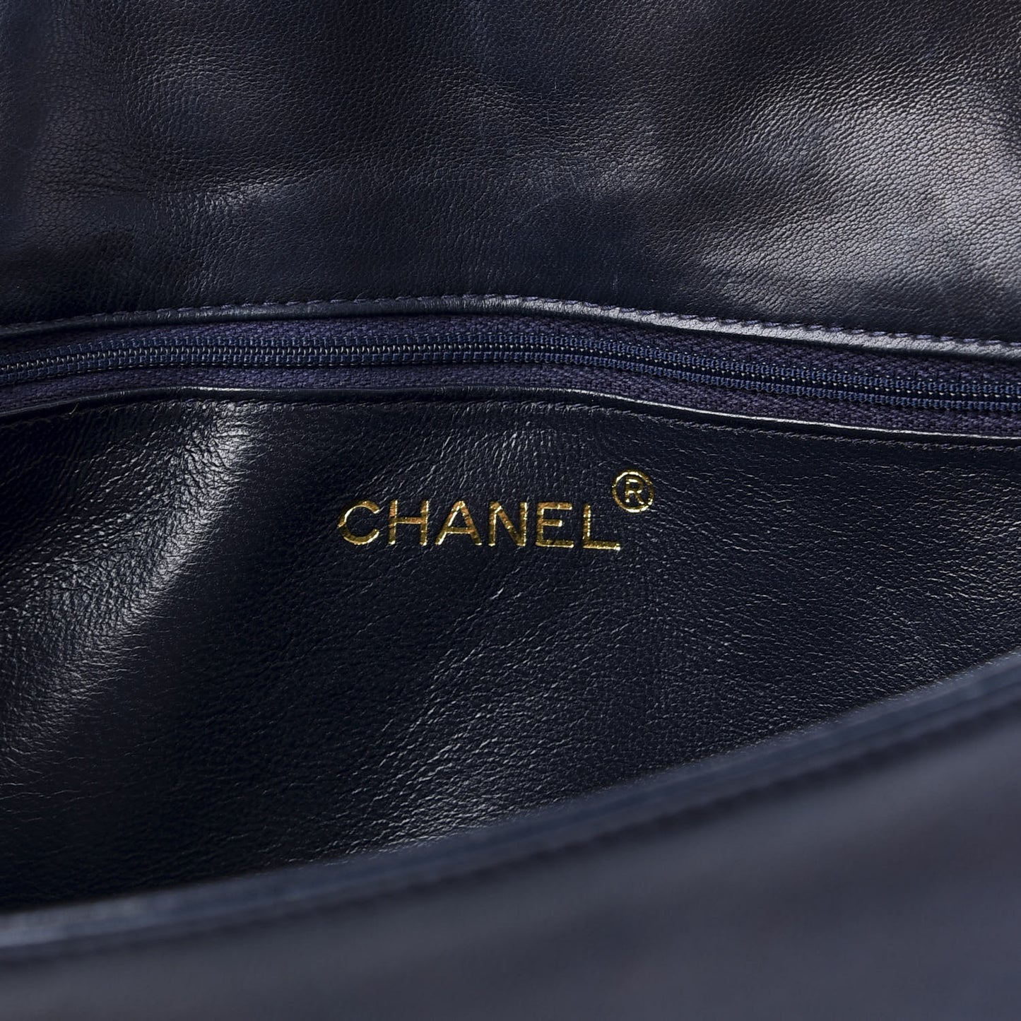 Lambskin Quilted Small Single Flap Navy
