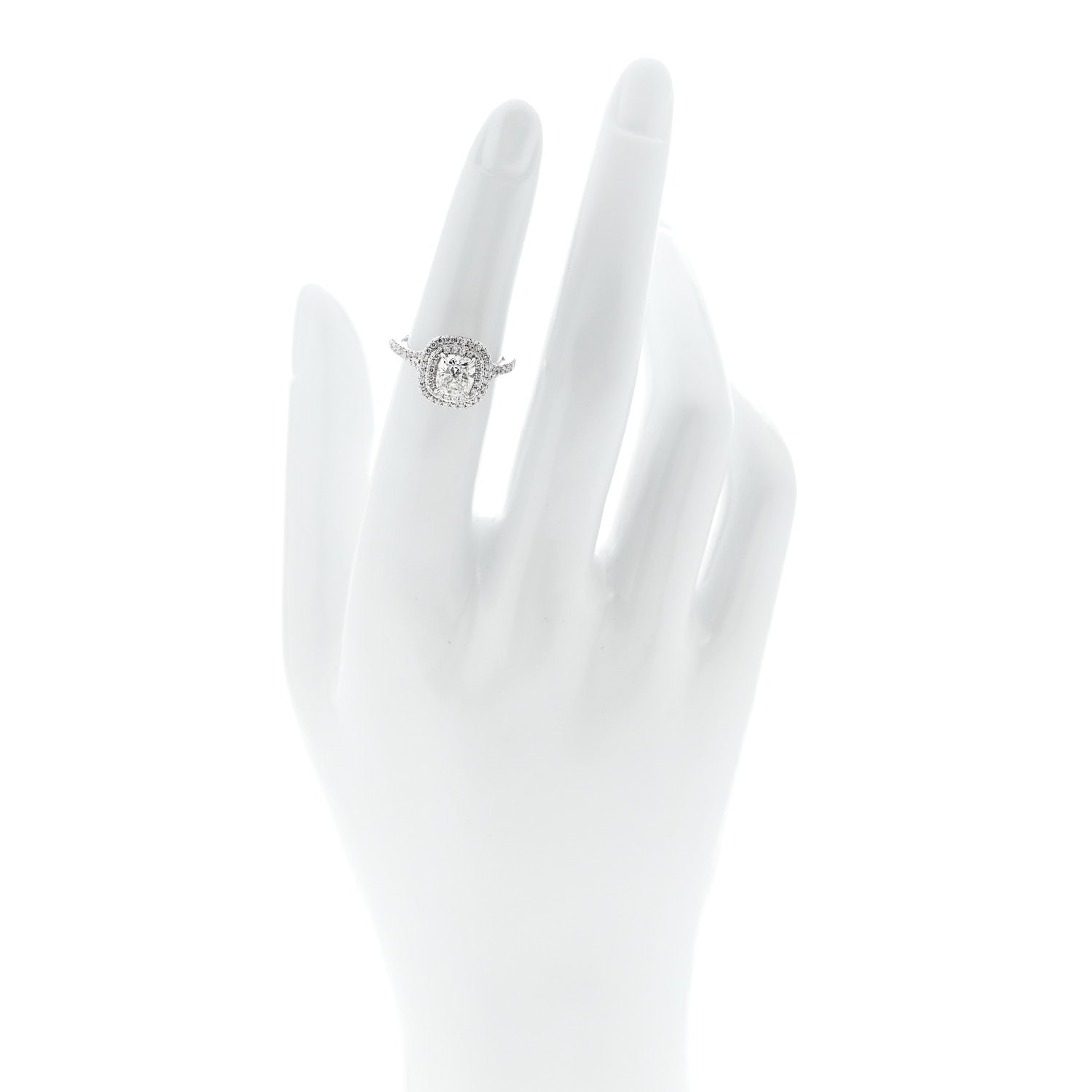Tiffany Platinum Diamond 1.11ct Soleste Cushion Cut Double Halo Engagement Ring 49 4.75 2 of 6
