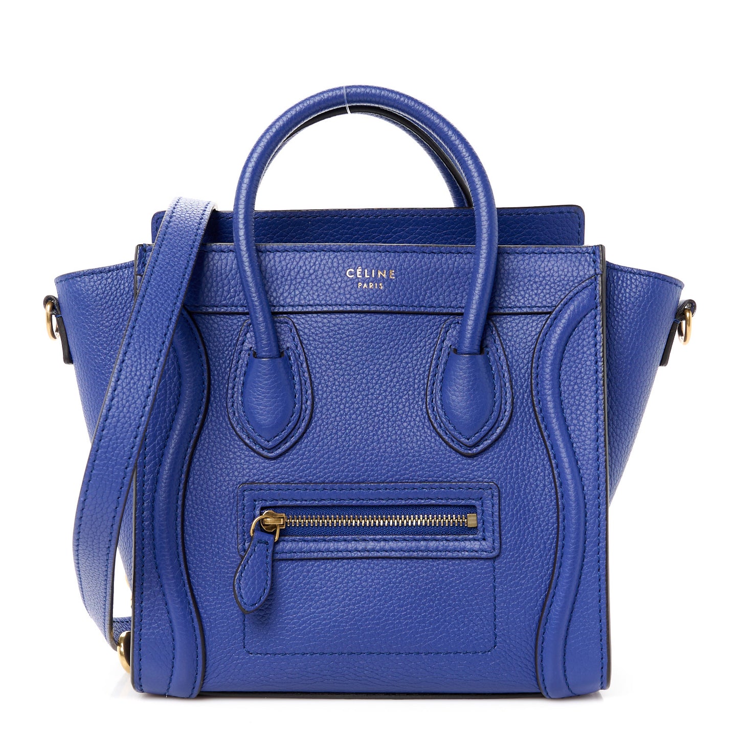 Drummed Calfskin Nano Luggage Indigo