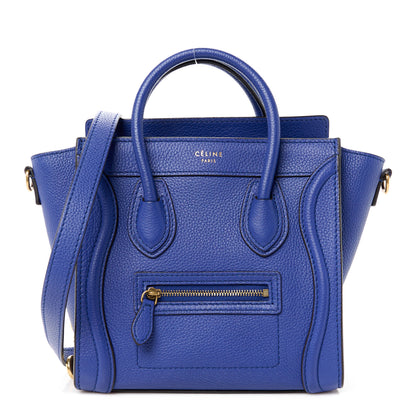 Celine Drummed Calfskin Nano Luggage Indigo 1 of 10