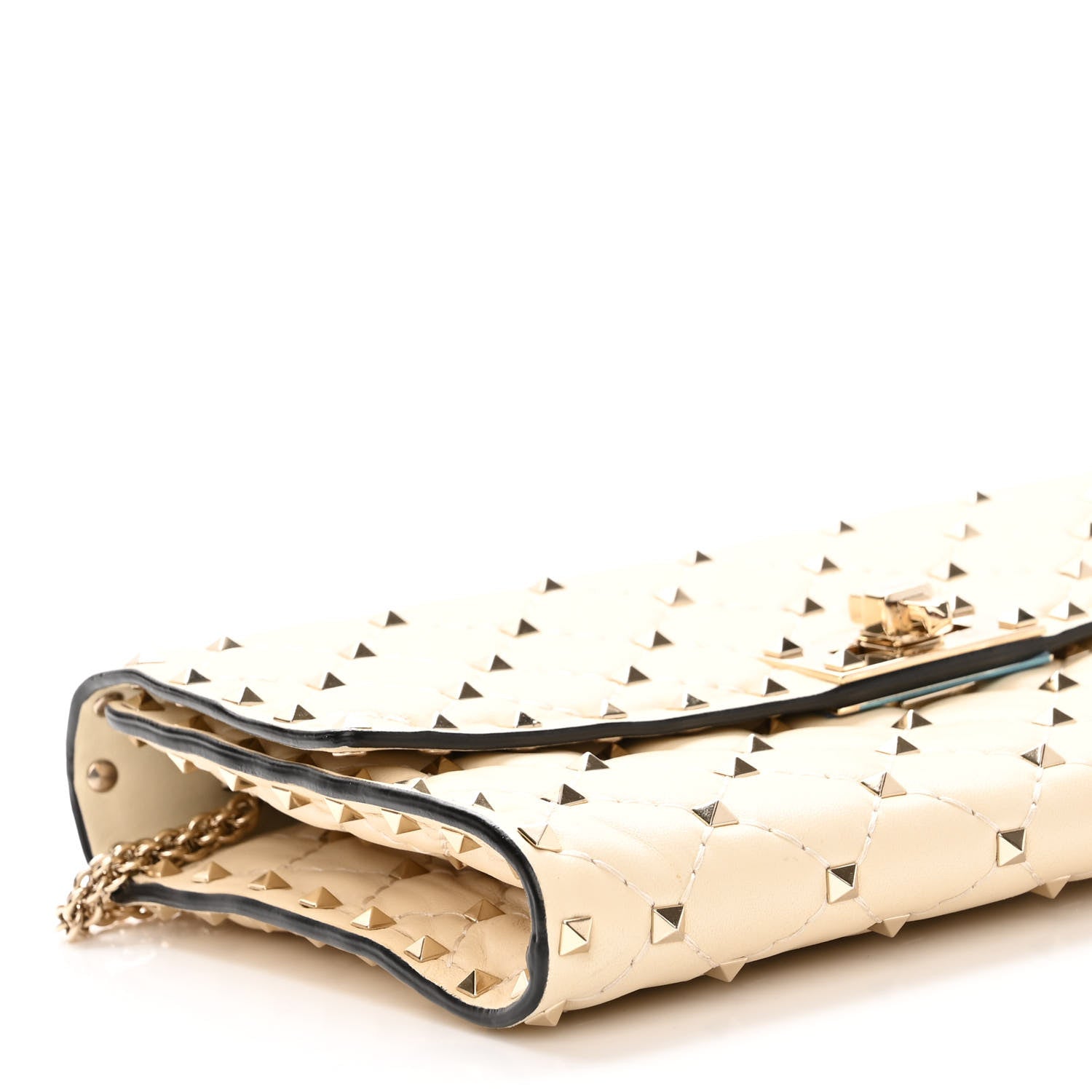 Valentino Garavani Nappa Rockstud Spike Wallet on Chain Light Ivory 8 of 9