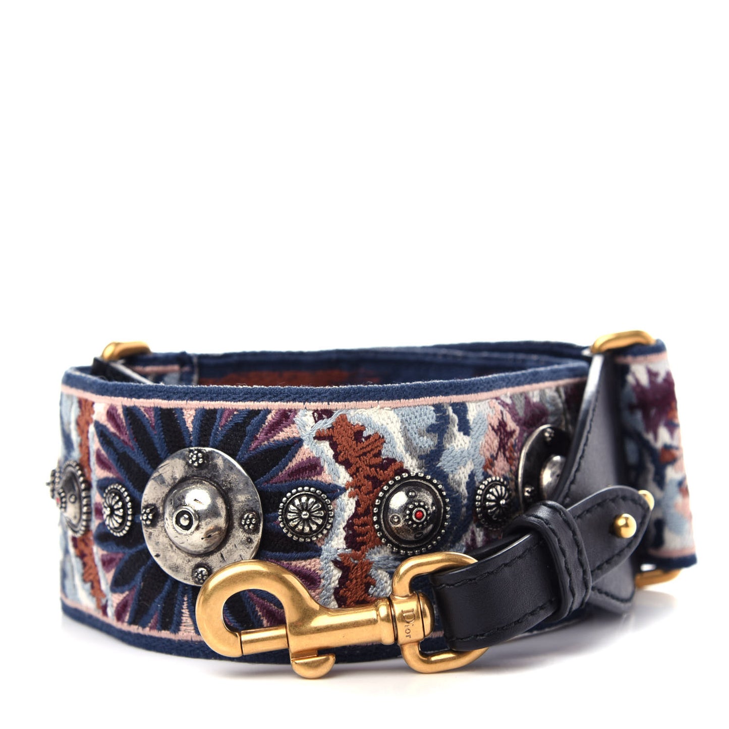 Canvas Embroidered Studded KaleiDiorscopic Shoulder Strap Multicolor