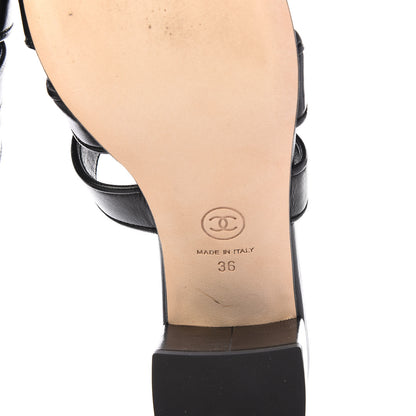 Chanel Lambskin CC Turnlock Sandals 36 Black 6 of 9