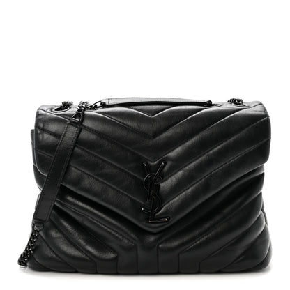 Saint Laurent Calfskin Y Quilted Monogram Medium Loulou Chain Satchel Black 1 of 9