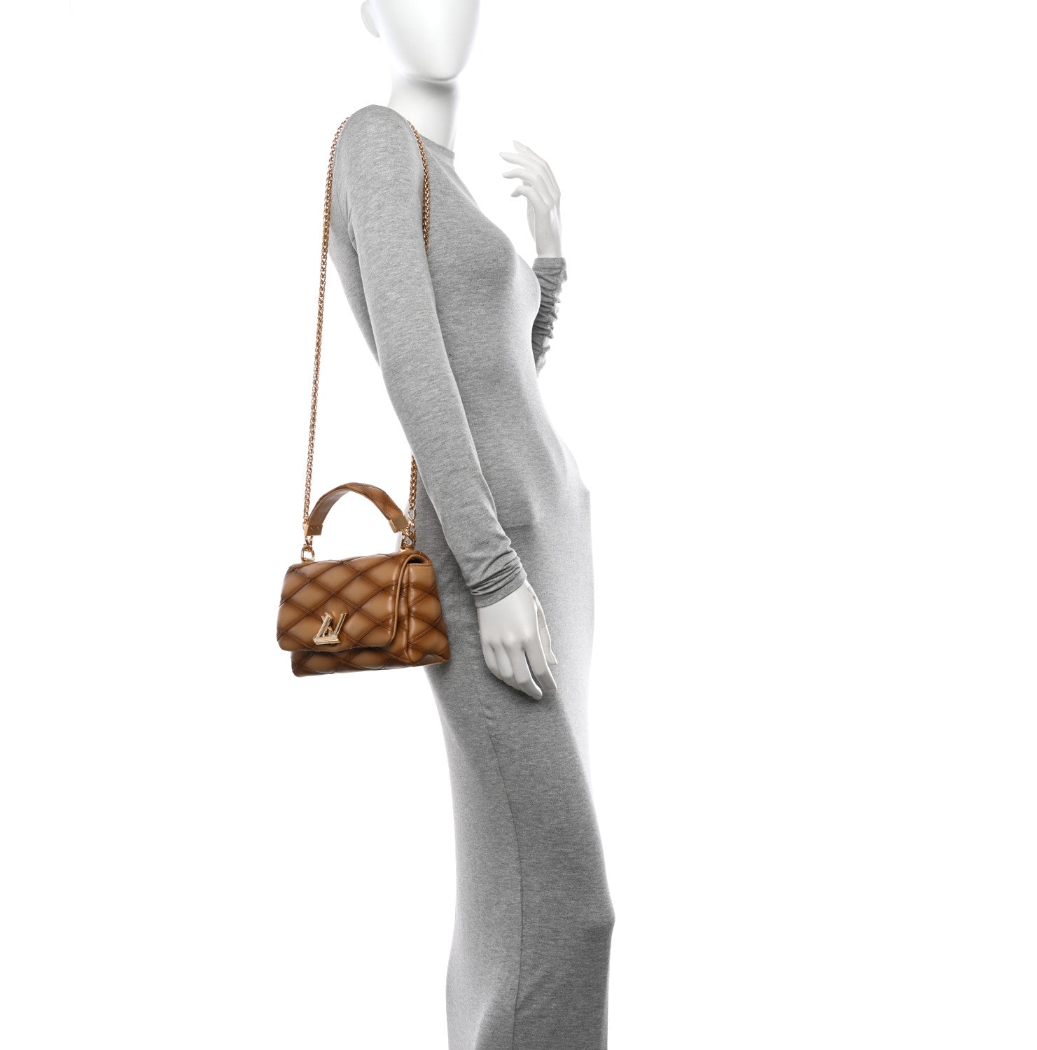 Louis Vuitton Lambskin Malletage Top Handle GO-14 MM Sand 2 of 10