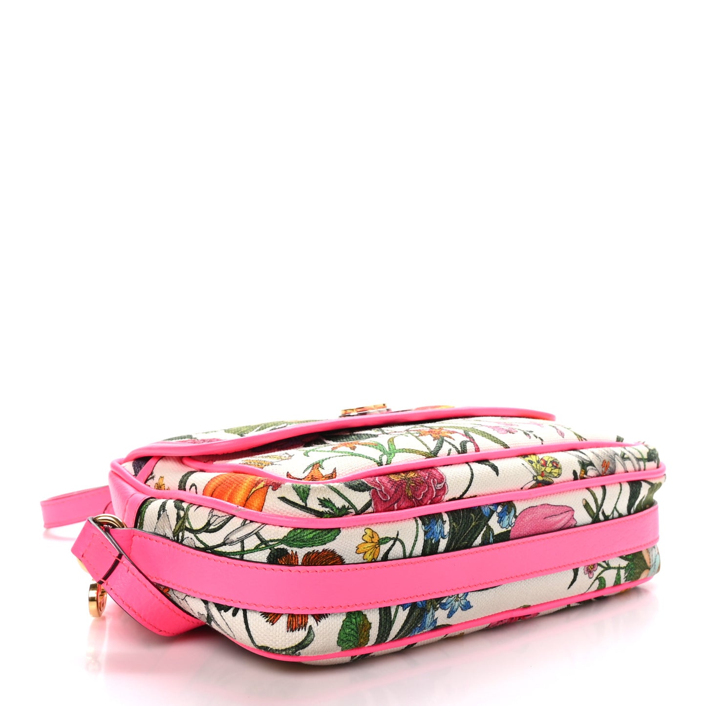 Canvas Flora Floral Shoulder Bag White Fuchsia Fluo