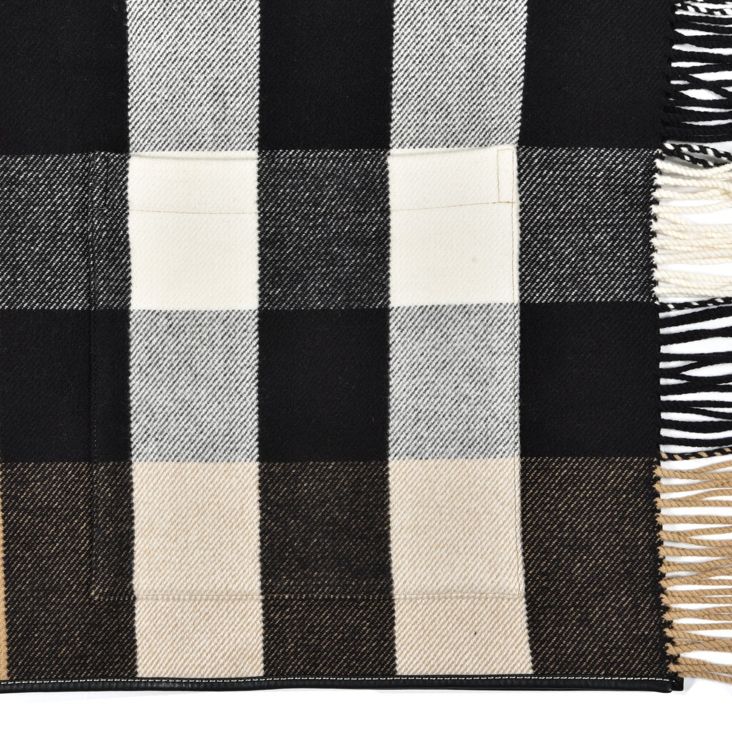 Cashmere Wool Giant Check Cape Scarf Camel