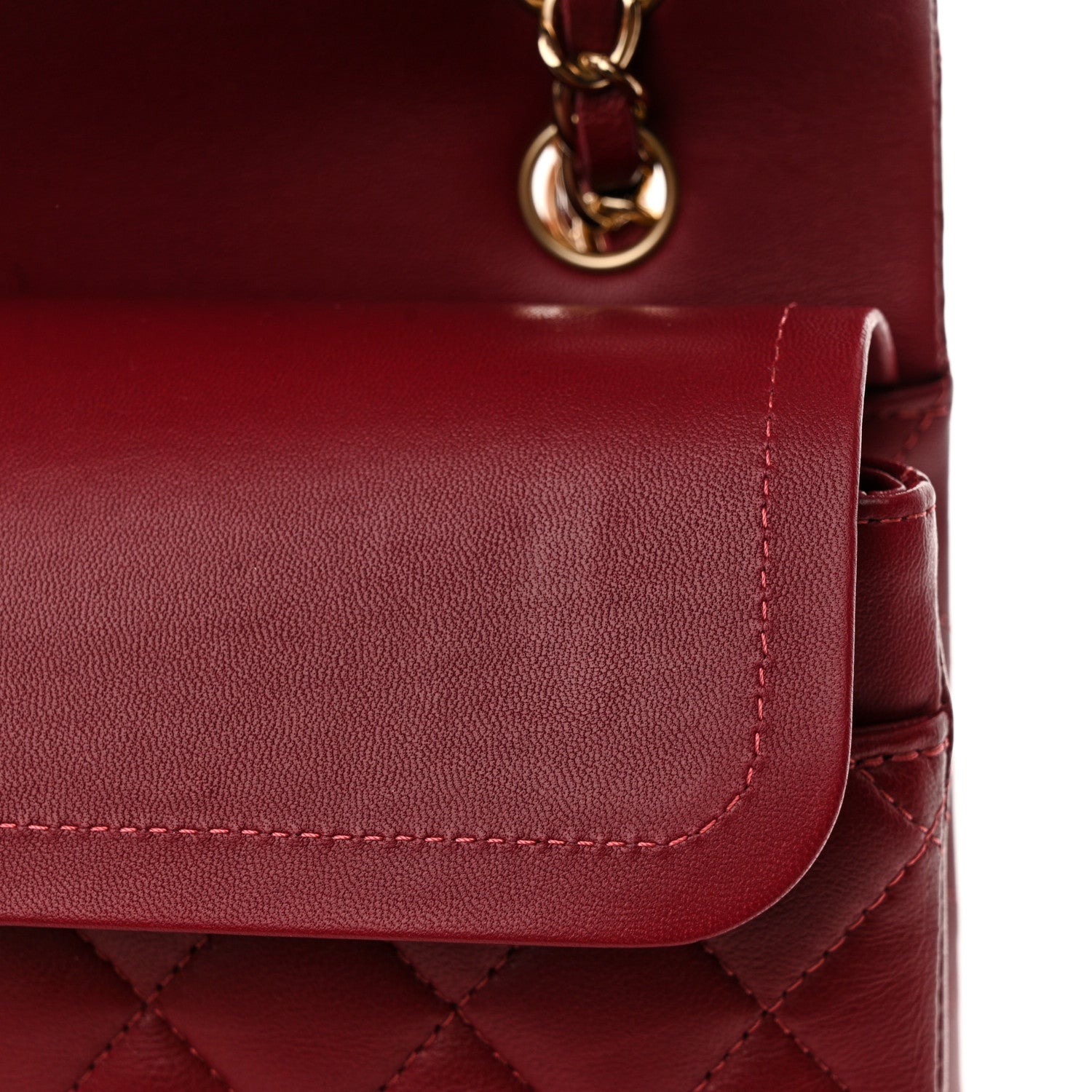 Chanel Lambskin Quilted Medium Double Flap Burgundy 14 of 15