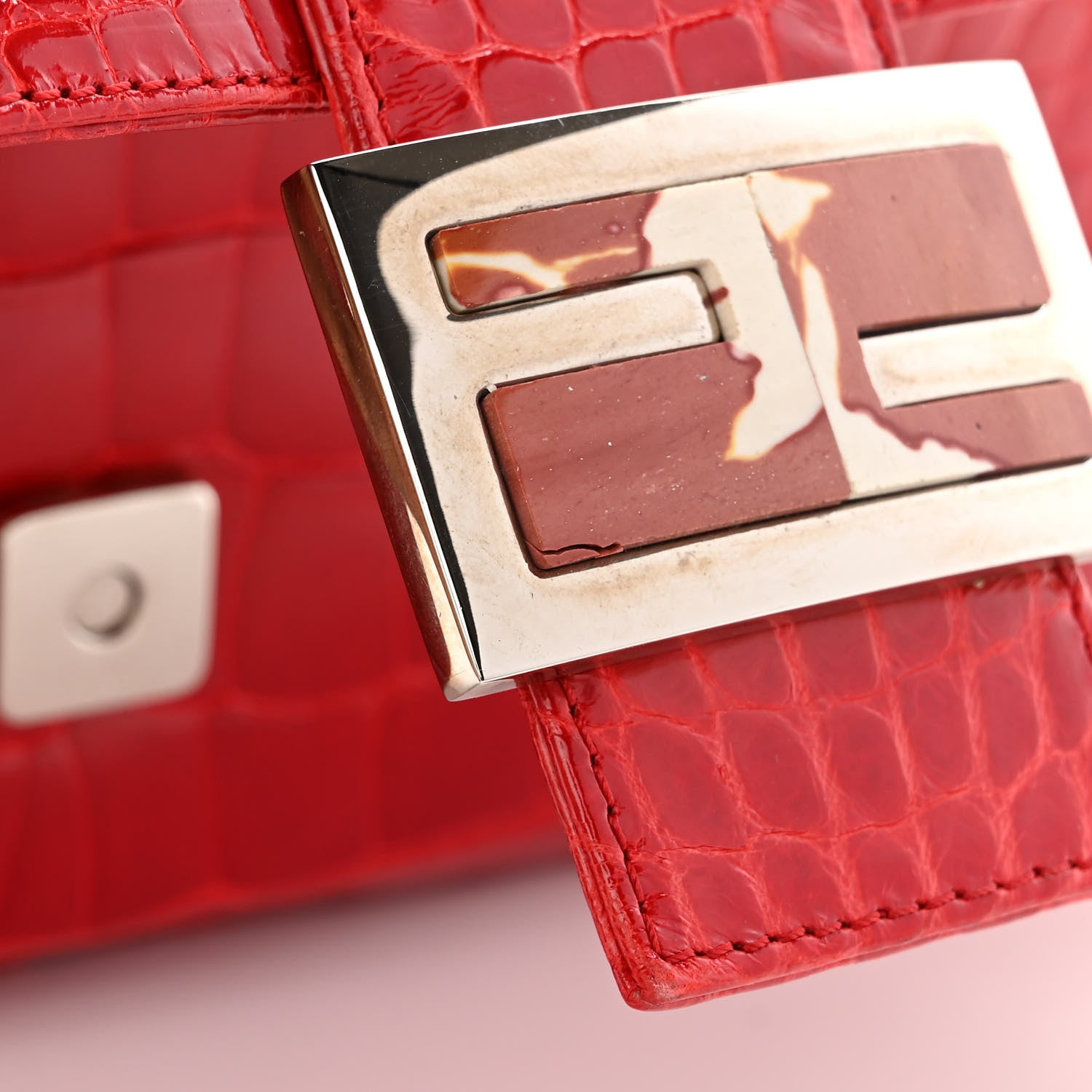 Fendi Crocodile Baguette Red 6 of 13