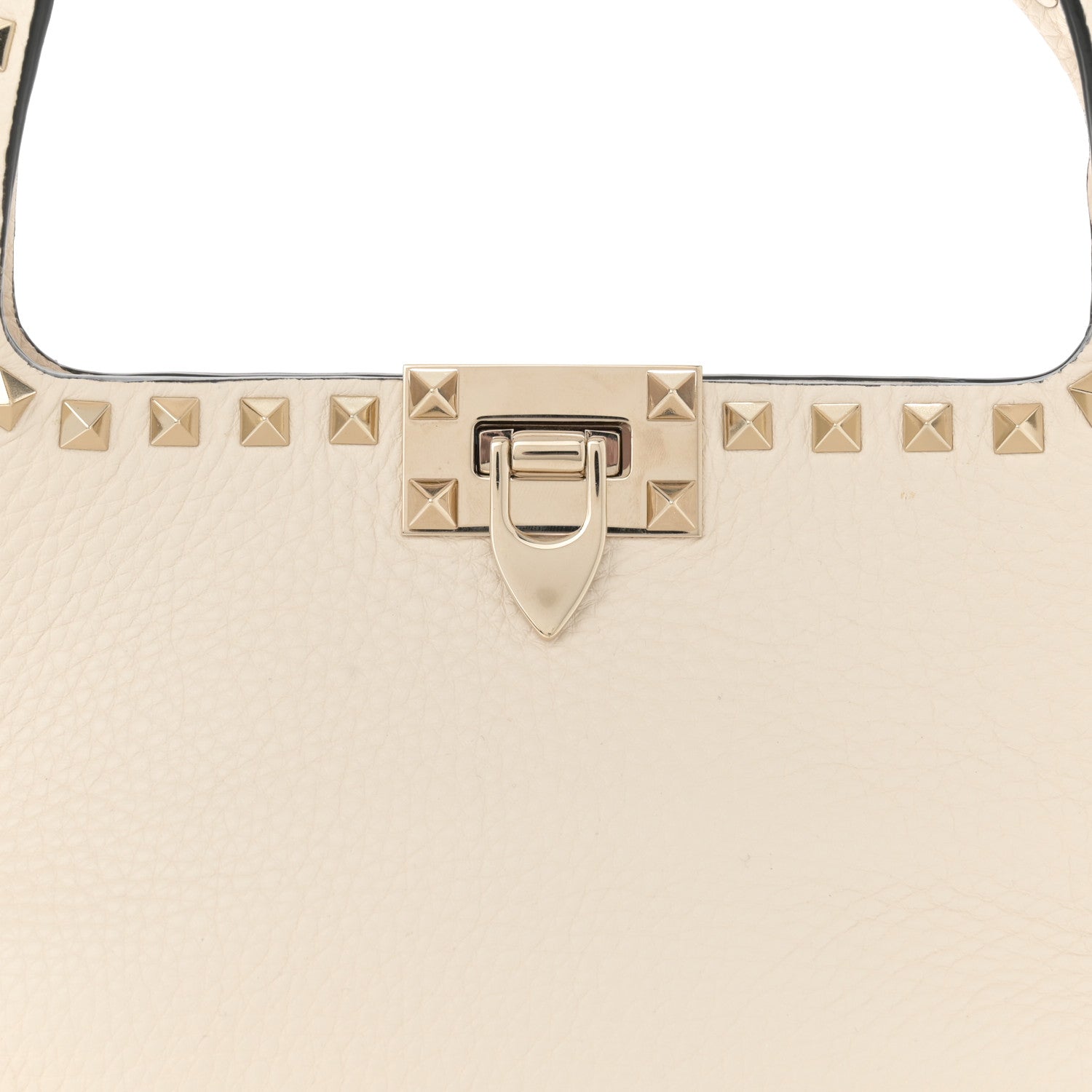 Valentino Garavani Pebbled Calfskin Small Rockstud Flip Lock Hobo White 7 of 9