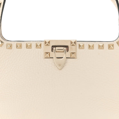 Valentino Garavani Pebbled Calfskin Small Rockstud Flip Lock Hobo White 7 of 9