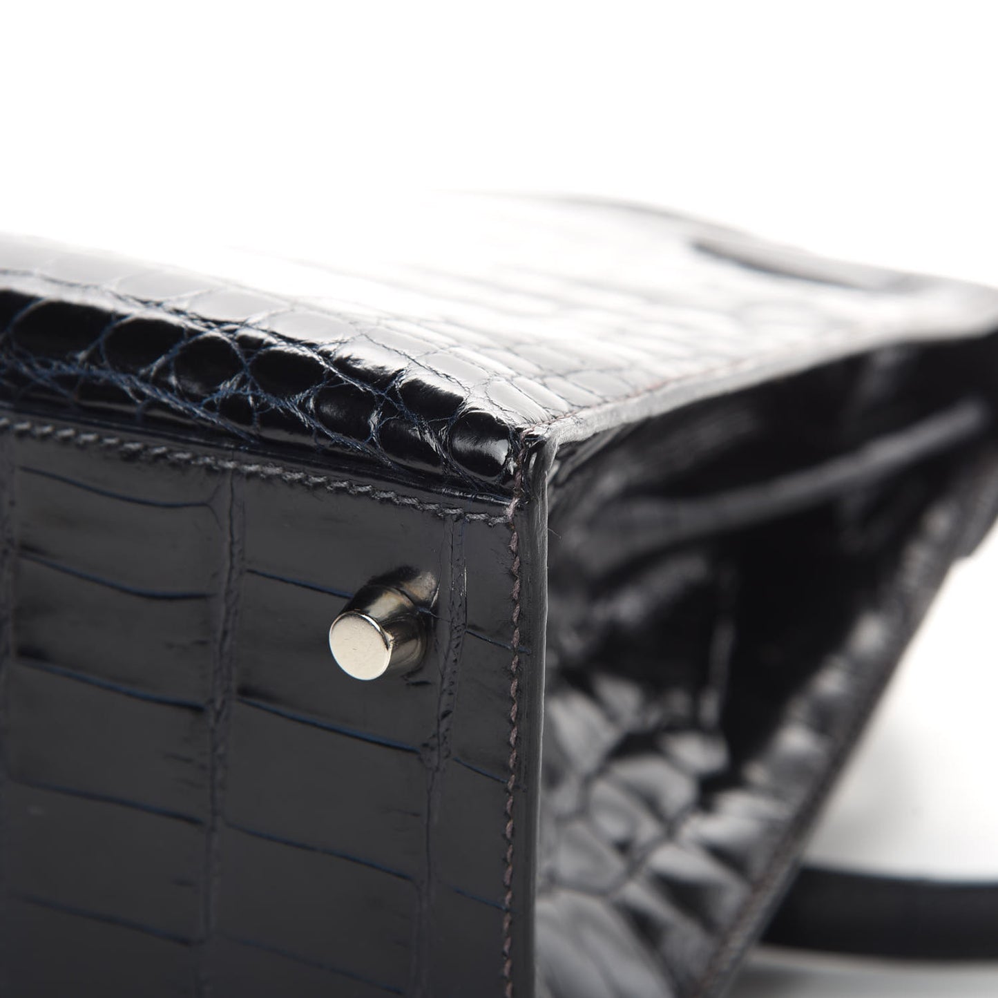 Shiny Niloticus Crocodile Kelly Sellier 28 Bleu Marine