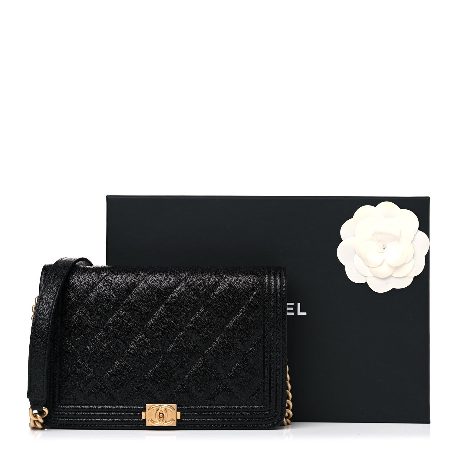 Chanel Caviar Quilted Boy Wallet On Chain WOC Black 13 of 13