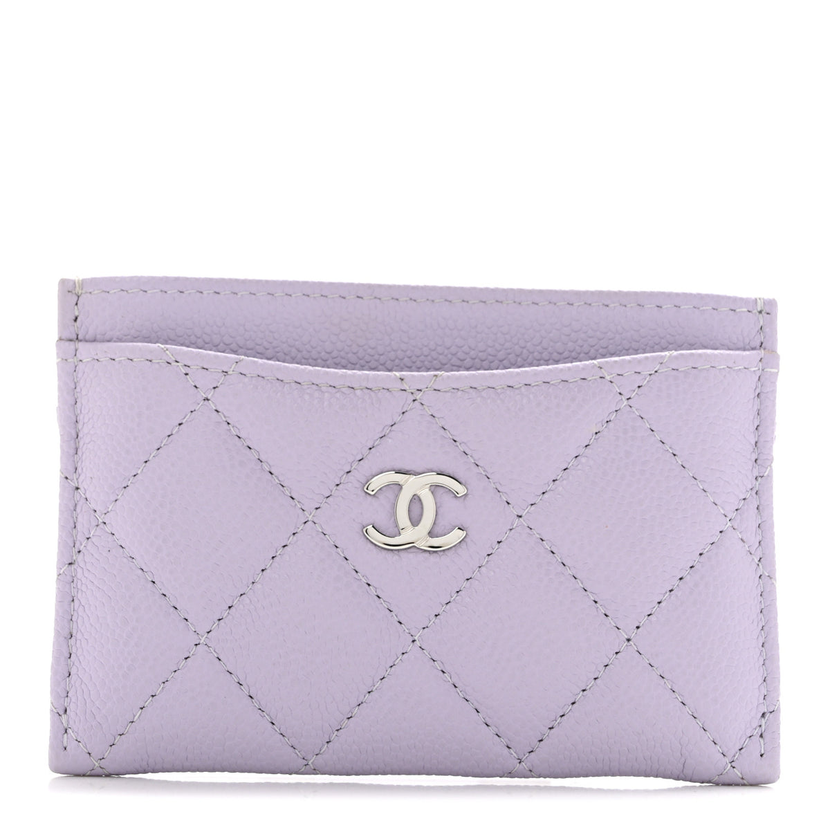 Caviar Quilted Card Holder Light Purple