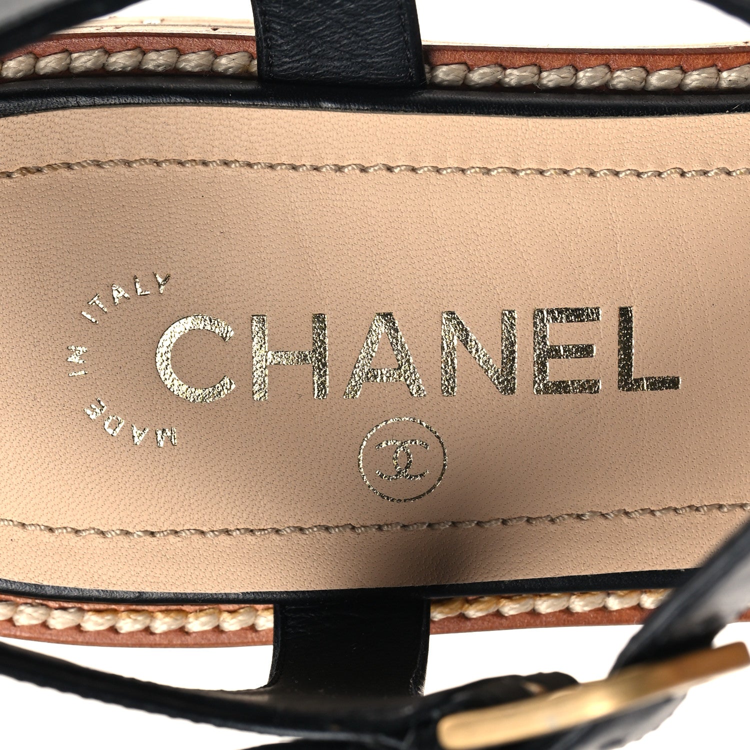 Chanel Lambskin Cork Gripoix CC Sandals 40.5 Black 8 of 9