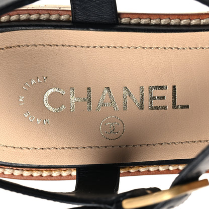 Chanel Lambskin Cork Gripoix CC Sandals 40.5 Black 8 of 9