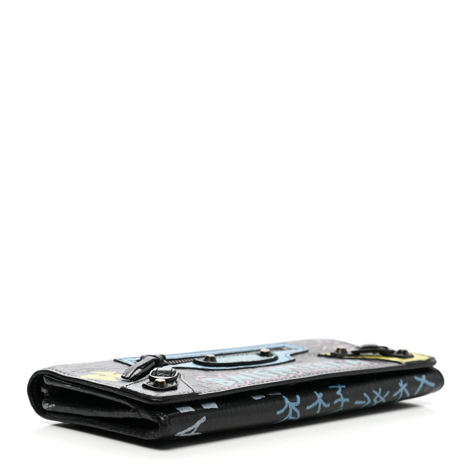 Balenciaga Agneau Classic Hardware Graffiti Money Wallet Black Multicolor 4 of 8