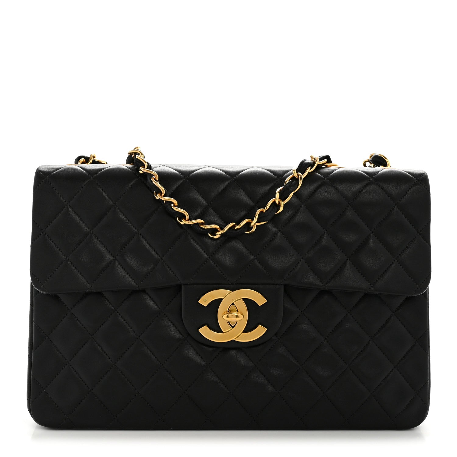 Chanel Lambskin Quilted XL Jumbo Single Flap Black 1 of 16