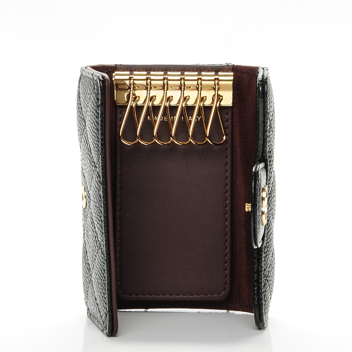 Caviar Quilted 6 Key Holder Black