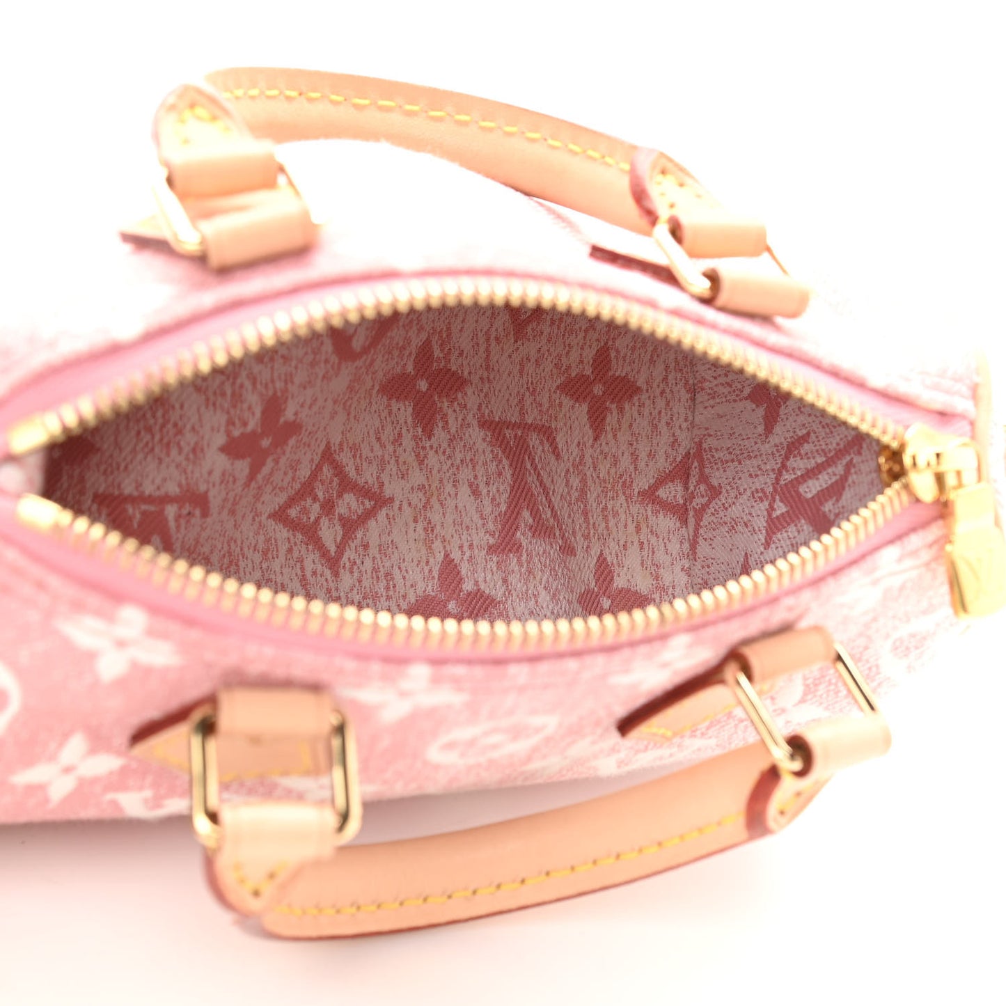 Monogram Jacquard Denim Nano Speedy Bandouliere Pink
