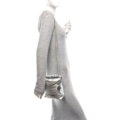 Chanel Metallic Lambskin Quilted Mini Chanel 22 Silvery 2 of 10