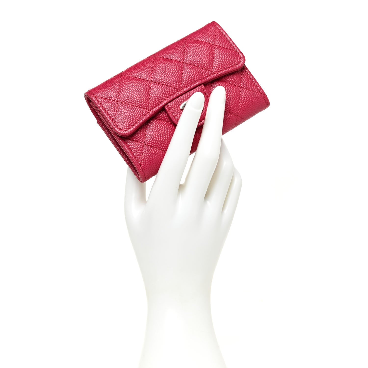 Chanel Caviar Quilted Flap Card Holder Wallet Dark Pink 2 of 11