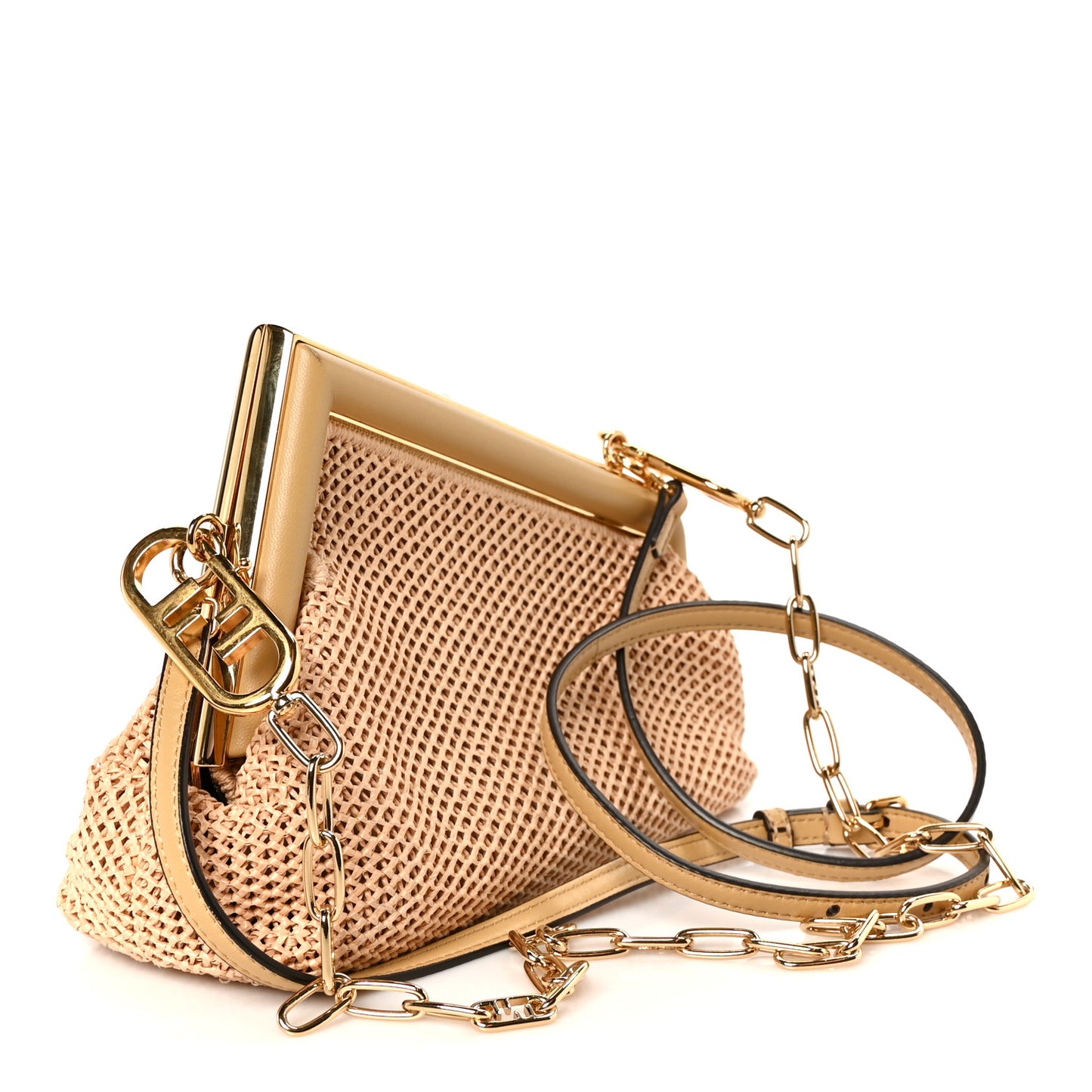 Raffia Nappa Macrame Small Fendi First Natural Sahara