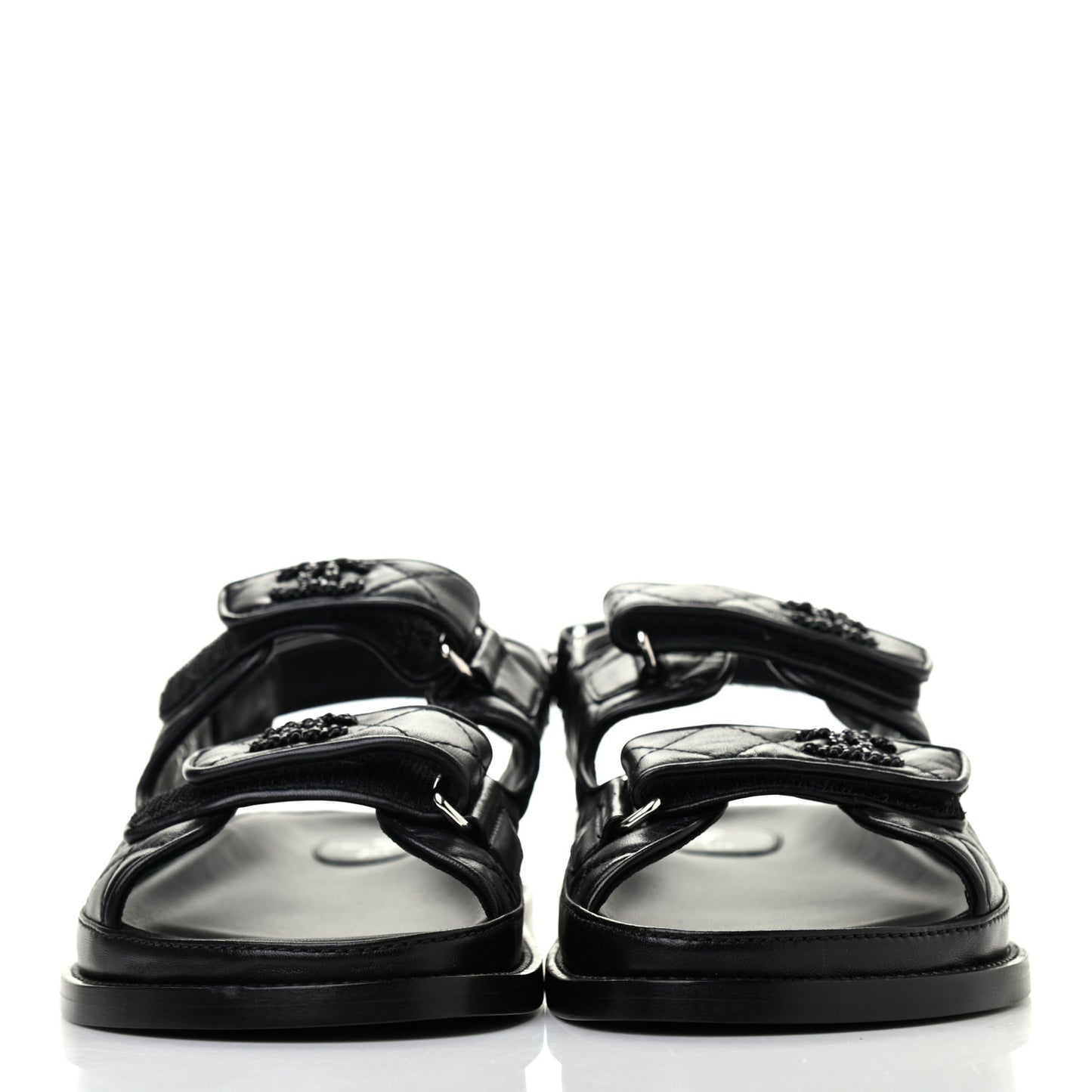 Lambskin Velcro Dad Sandals 38 Black
