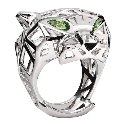 Cartier 18K White Gold Tsavorite Onyx Panthère De Cartier Ring 60 9 1 of 6