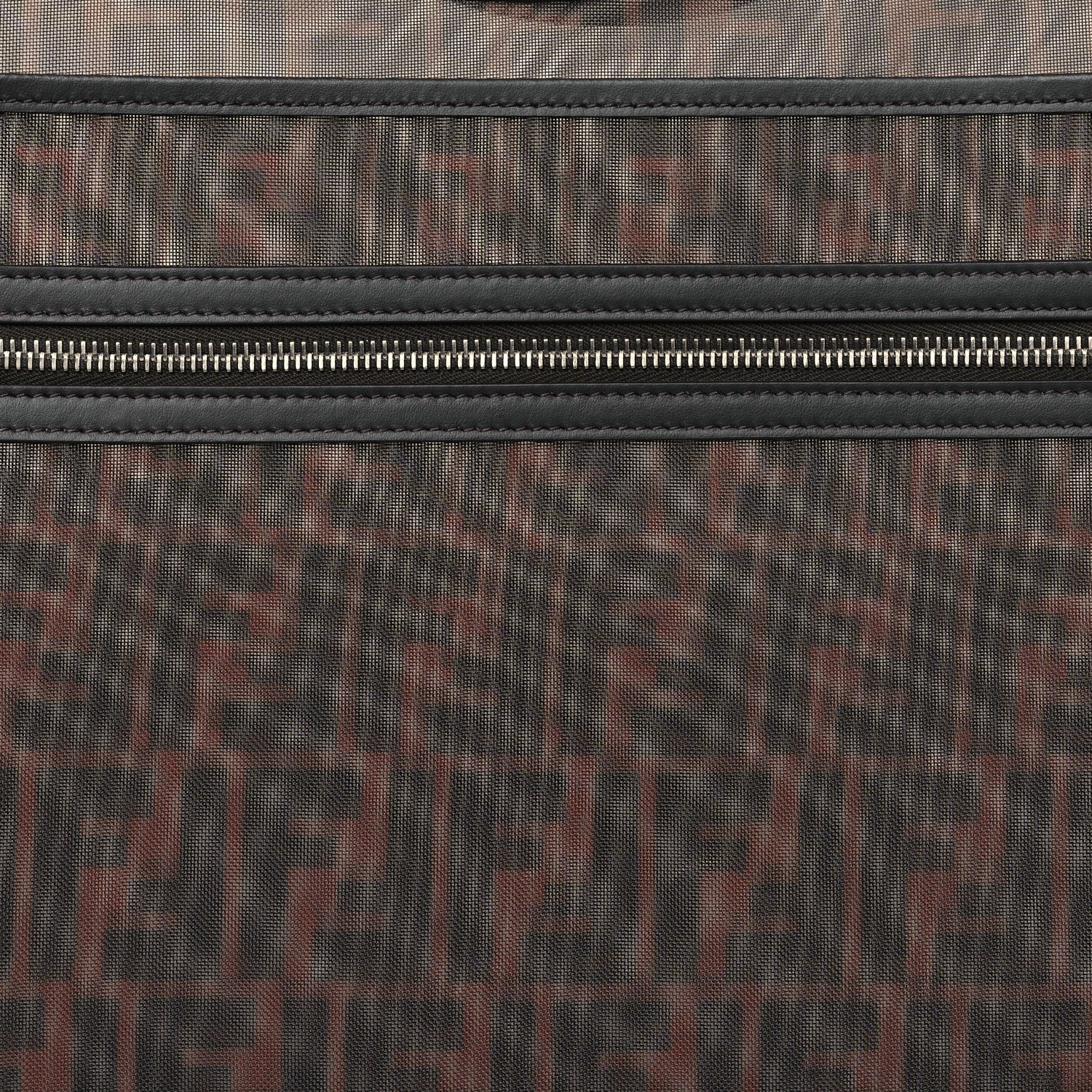 Fendi Mesh Vitello Century Cuoio FF 1974 Medium Runaway Shopper Tote Marrone Black Ebano 8 of 10
