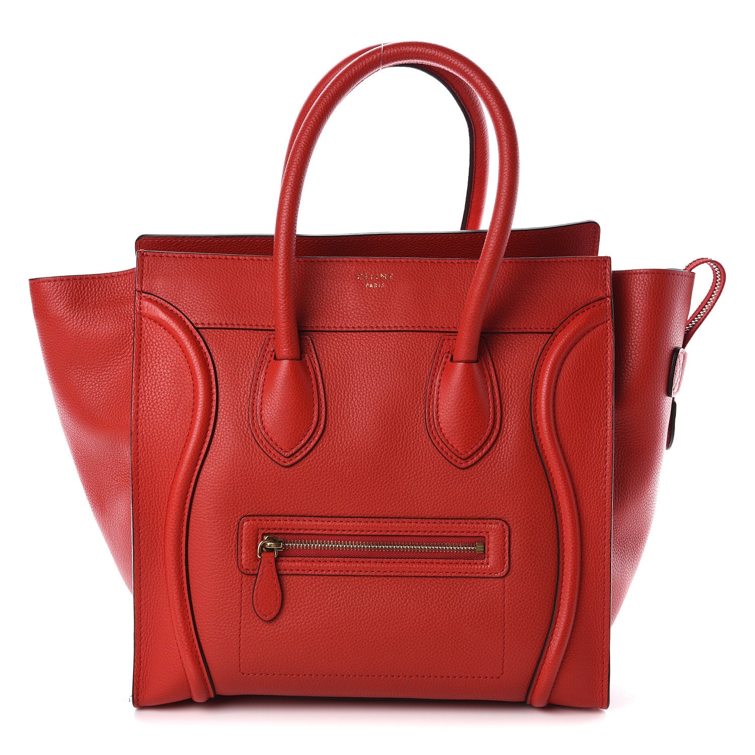 Celine Drummed Calfskin Mini Luggage Coquelicot 1 of 9